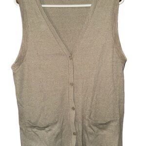 Zara Ribbed Knit V-Neck Vest in Taupe